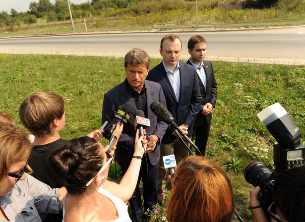 Janusz Palikot, Łukasz Gibała i Robert Zimniak podczas konferencji prasowej