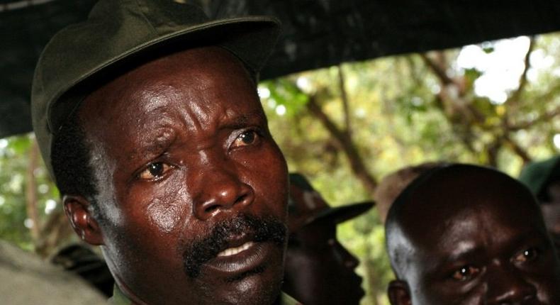 Joseph Kony, seen here talking to a journalist in 2006, is a ruthless and bloodthirsty rebel chief one of the world's most-wanted war crimes suspects