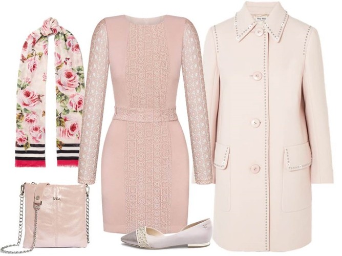 Różowe ubrania na wiosnę 2018: Sukienka-BlackorWhite/blackorwhite.pl, buty-Caprice/caprice.pl, torebka-Boca/boca.pl, płaszcz, dodatki -TK Maxx