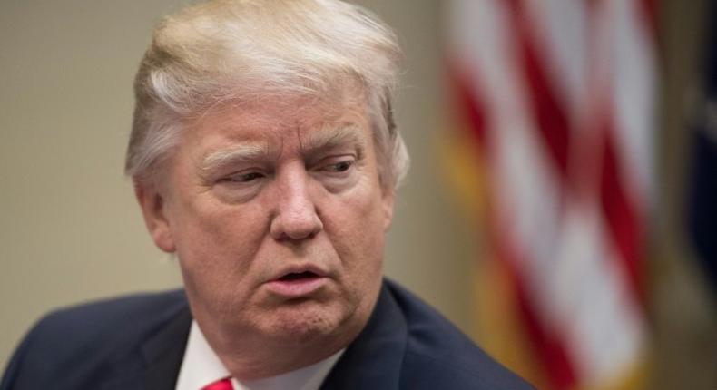 US President Donald Trump speaks in the Roosevelt Room at the White House on January 30, 2017