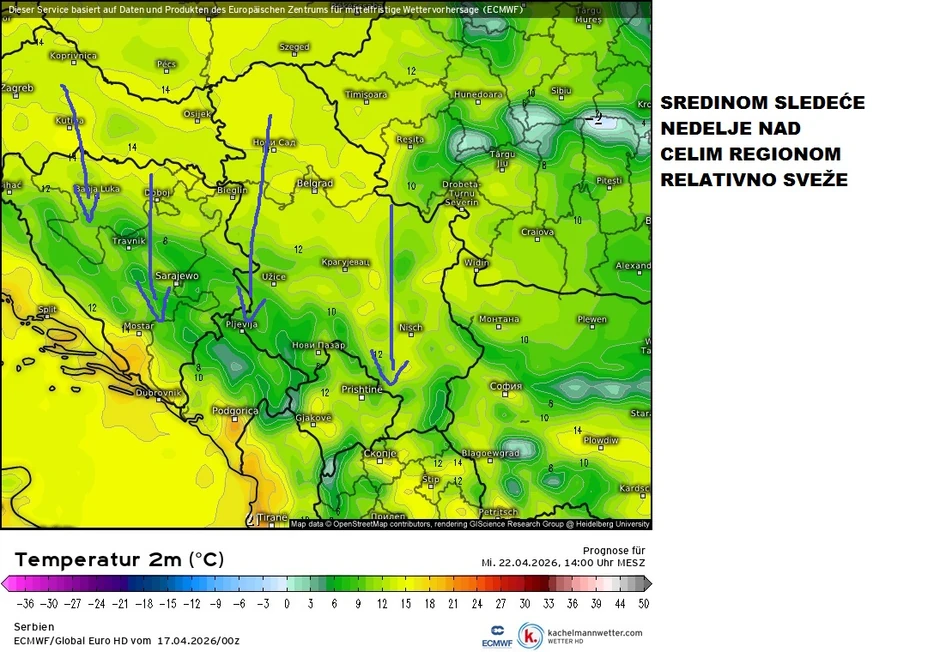 Sredinom sledeće nedelje očekuje se relativno hladno vreme
