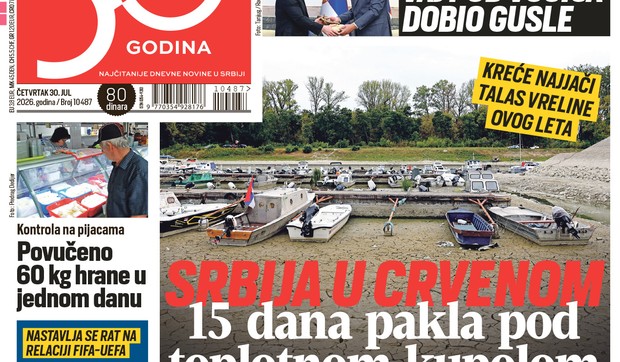 Blic naslovna strana za 30.7.