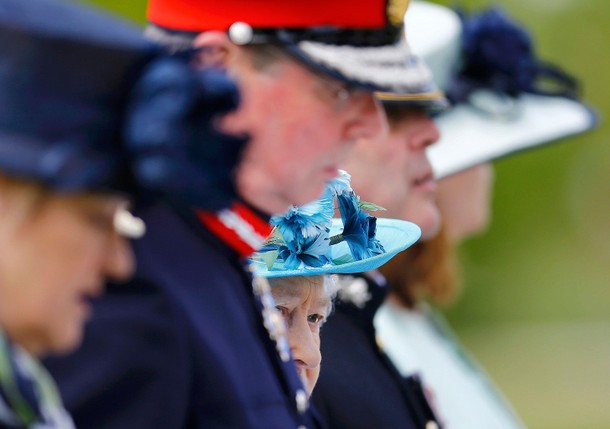 Britain's Queen Elizabeth attends the dedication of The Lancaster's Regimental Memorial at the Natio