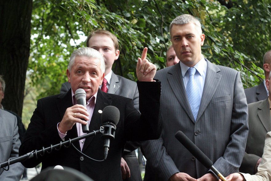 Andrzej Lepper i Roman Giertych. Warszawa 30.08.2007.
