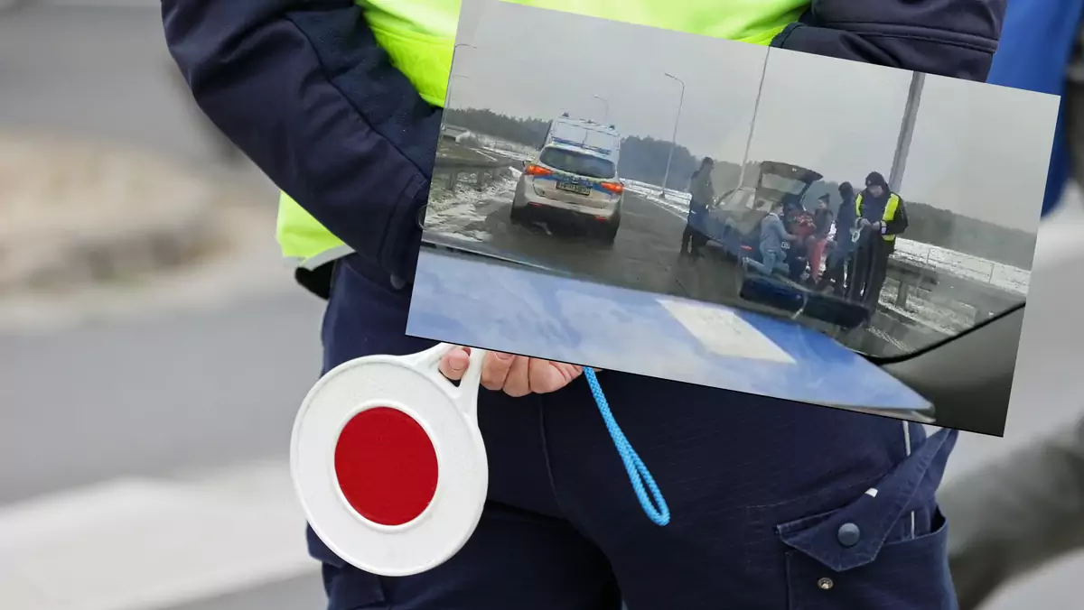 Kierowca oświadczył się podczas kontroli drogowej (fot. PolicjaWyszkow/Facebook)