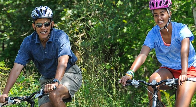 Former President Barack Obama and his daughter Malia on Martha's Vineyard.
