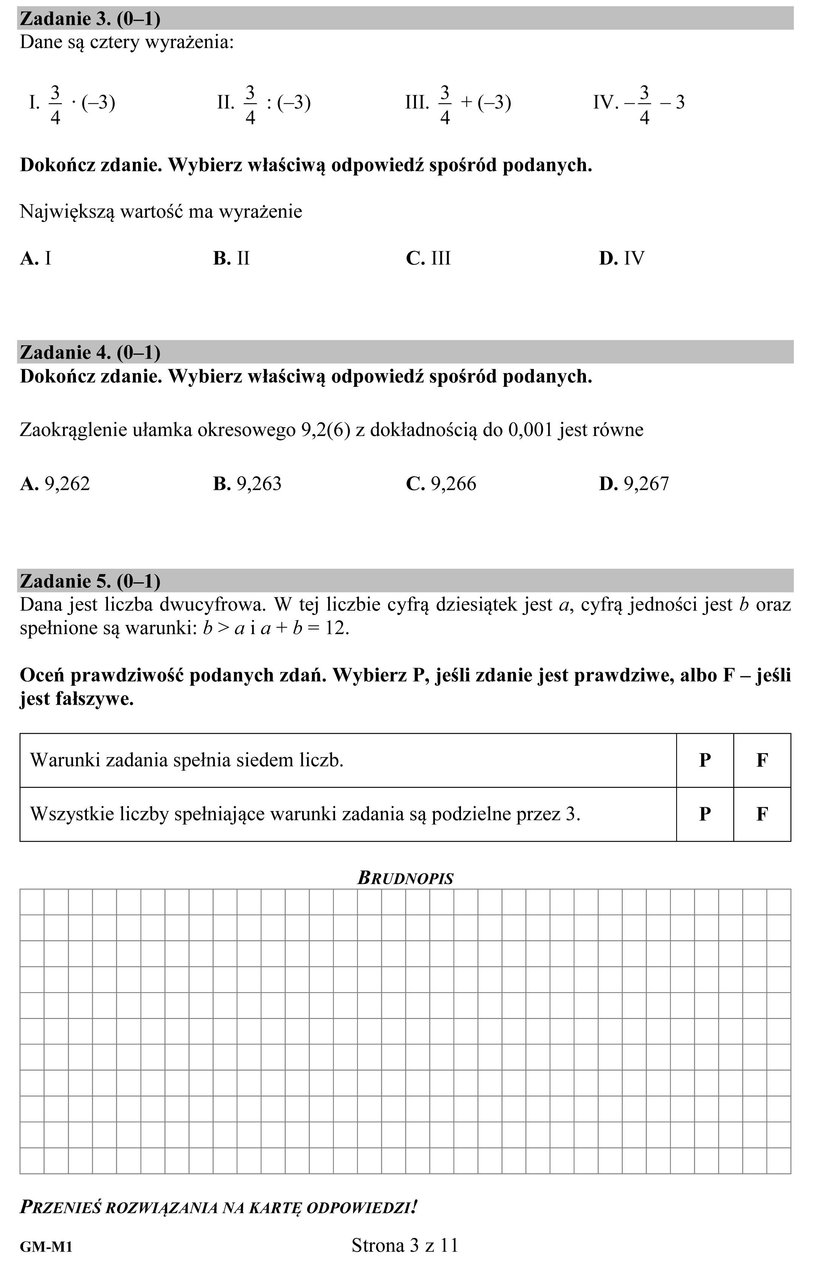 Egzamin gimnazjalny 2017: matematyka