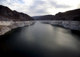 The depleted water level caused by a prolonged drought in the Western United States can be seen on Lake Mead in Nevada