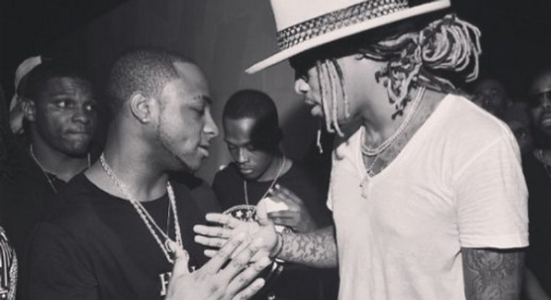 Nigerian popstar, Davido shaking hands with U.S. rapper, future