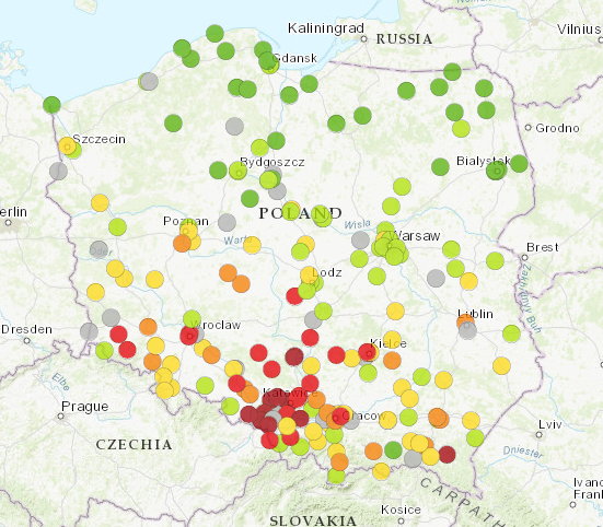 Jakość powietrza w Polsce we wtorek o godz. 7.00
