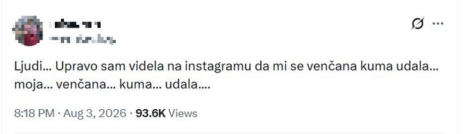 Priznala da je za venčanje venčane kume saznala putem društvenih mreža