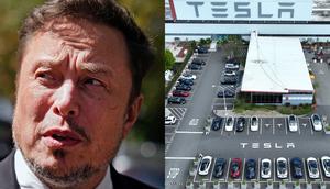 Tesla CEO Elon Musk and the Tesla factory in Fremont, California.Nathan Howard and Justin Sullivan via Getty Images