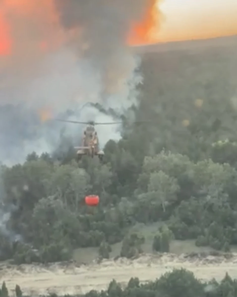 Super puma u gašenju požara u Deliblatskoj peščari 