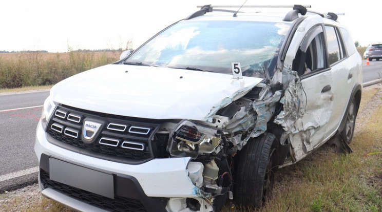 A vétkes autó sofőrje és utasa könnyebb sérüléseket szenvedtek /Fotó: police.hu