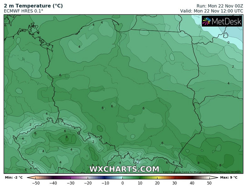 Temperatura od północnego wschodu zacznie spadać