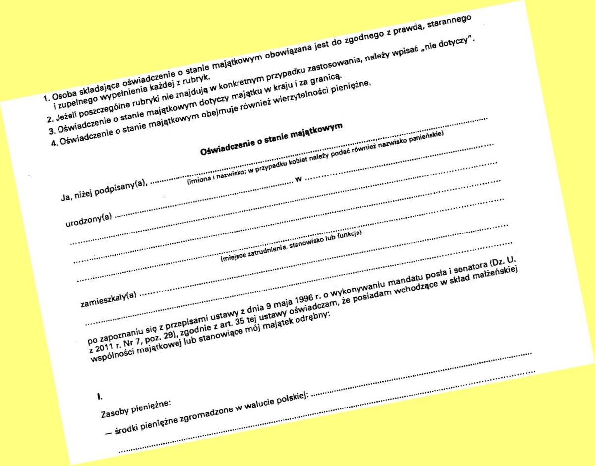 Oświadczenie majątkowe