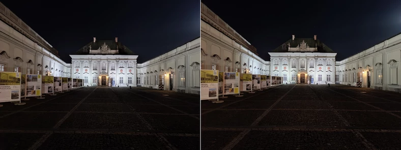 Zdjęcie nocne 2 - po lewej aparat OnePlus 9, po prawej OnePlus 9 Pro (kliknij, aby powiększyć)