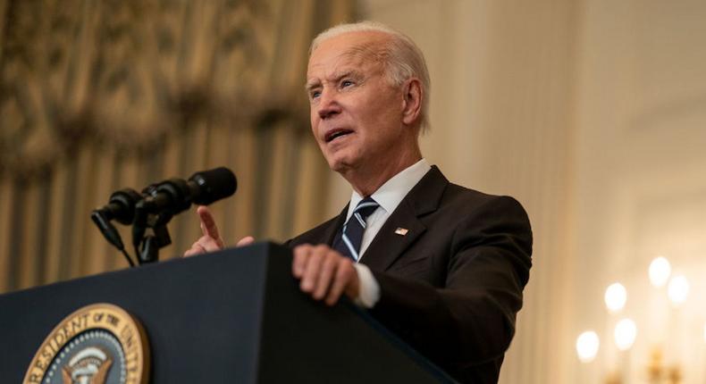 President Joe Biden delivers remarks on his plan to stop the spread of the Delta variant and boost COVID-19 vaccinations, in the State Dining Room of the White House complex on Thursday, Sept. 9, 2021 in Washington, DC.

