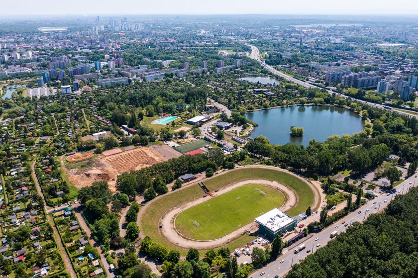 Widok na stadion z drona