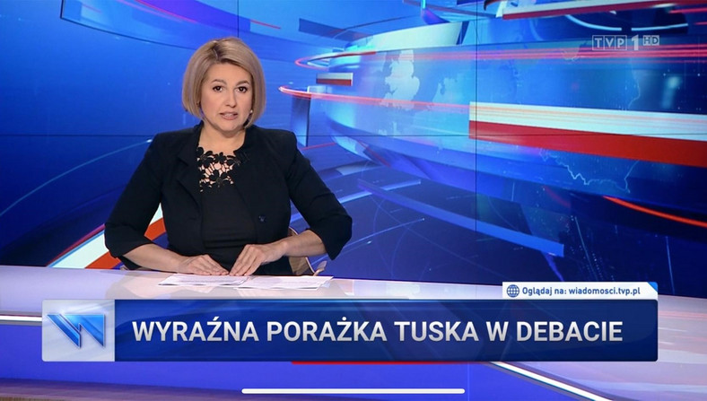 Kadr z wydania "Wiadomości" TVP z 10 października 2023 r.