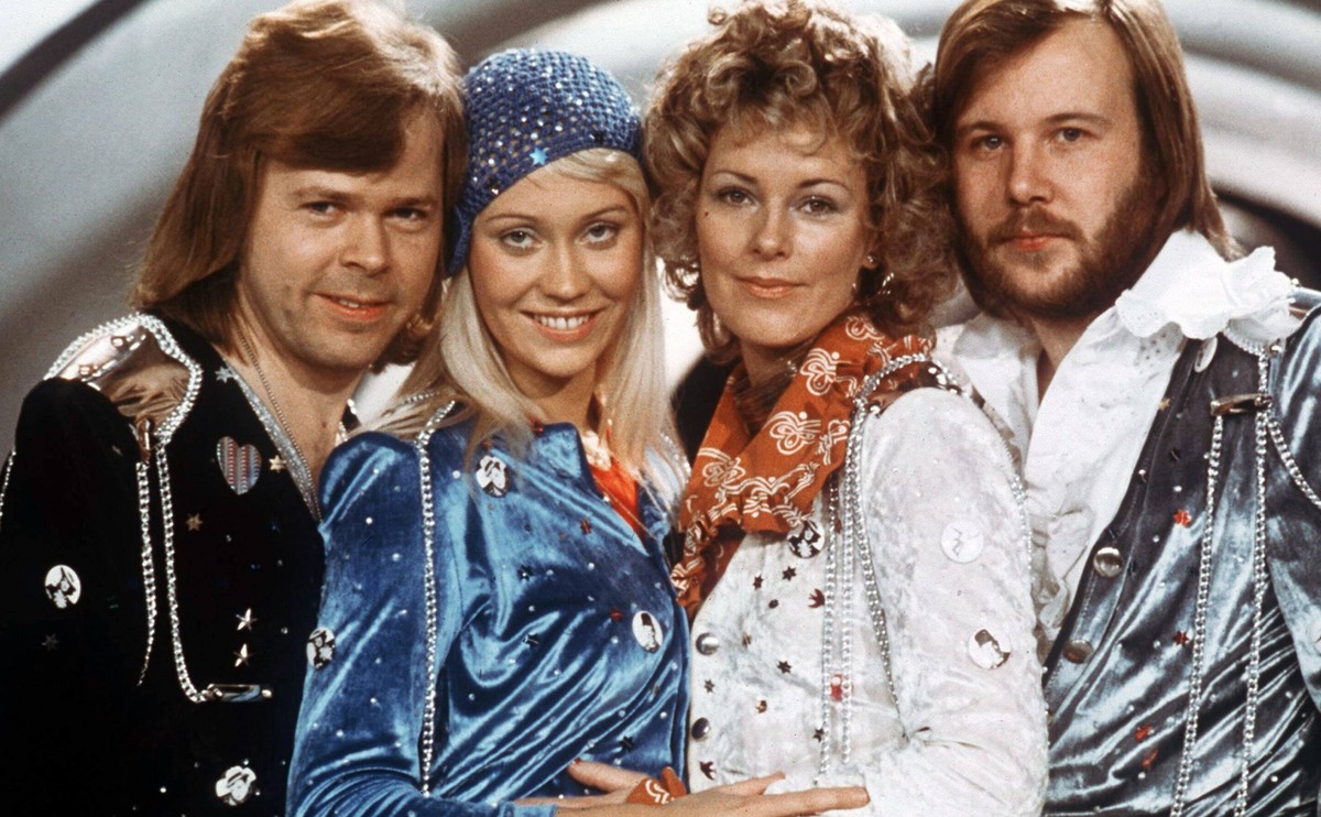 ABBA (Björn Ulvaeus, Agnetha Fältskog, Anni-Frid Lyngstad, Benny Andersson), circa 1975 / File Ref...
