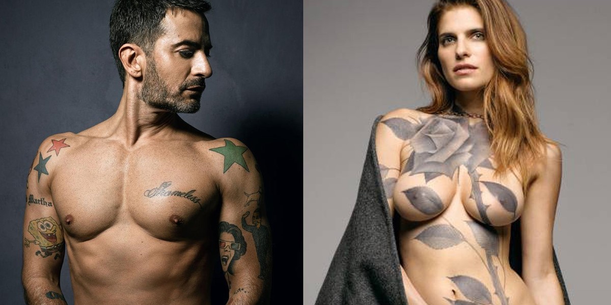 marc jacobs i lake bell pokazują tatuaże