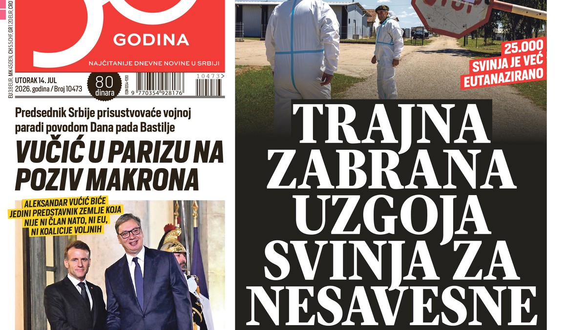 Blic naslovna strana za 14.7.