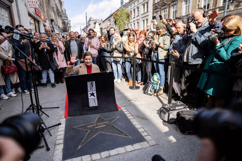 Agata Kulesza ma gwiazdę w Alei Gwiazd na Piotrkowskiej w Łodzi