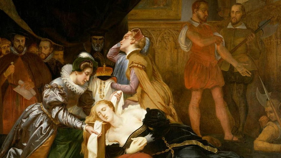 Egzekucja Marii Stuart na obrazie Abela de Pujola.
