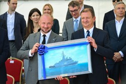 Jaskółka zwodowana. To czwarty z serii polski niszczyciel min typu Kormoran II