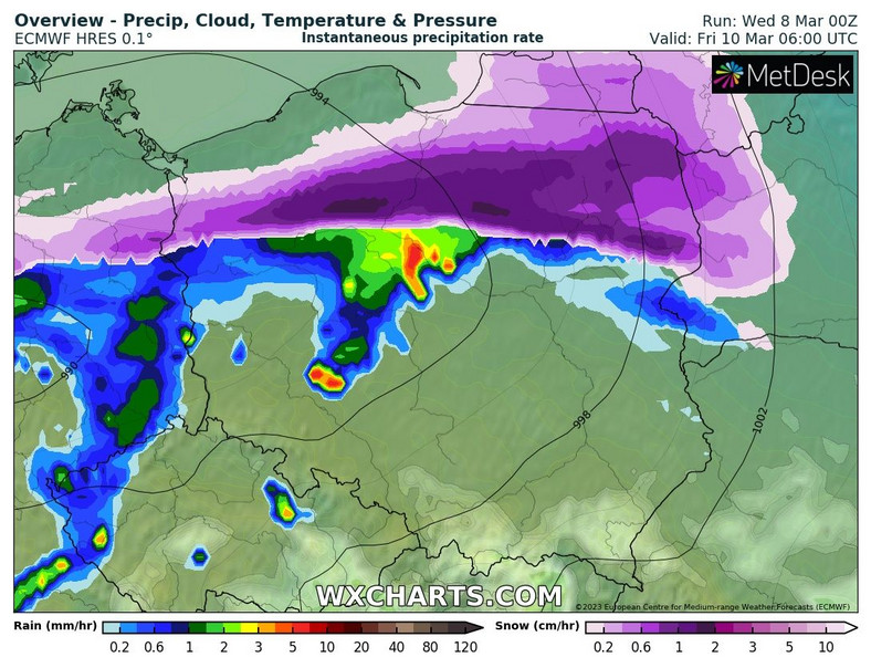 W nocy następna fala ulew i śnieżyc