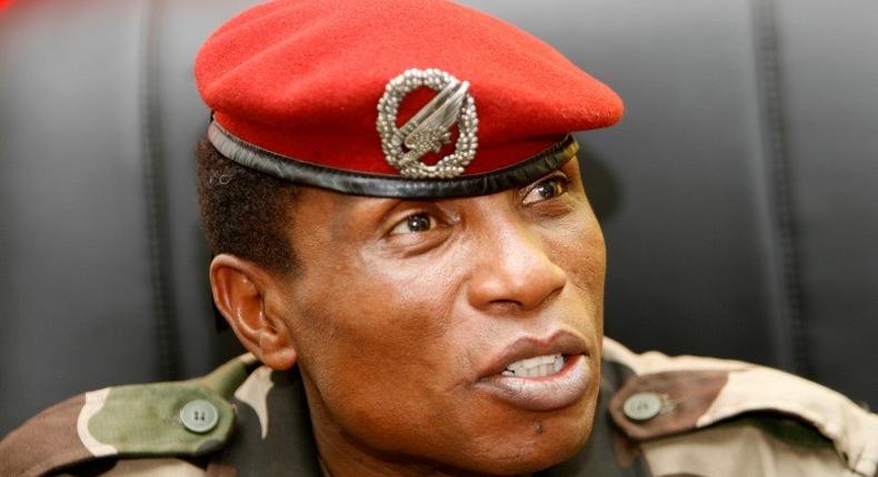 Dadis Camara, former chief of the ruling junta, speaks to journalists in his office at the military camp Alpha Yaya in Conakry October 1, 2009. REUTERS/Luc Gnago