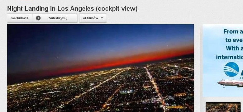 Unikalne wideo! Lądowanie w nocnym Los Angeles z perspektywy pilota