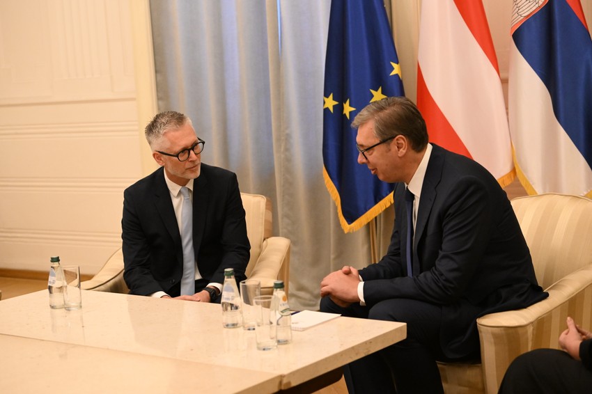 Ambasador Austrije Kristijan Ebner i pedsednik Srbije Aleksandar Vučić