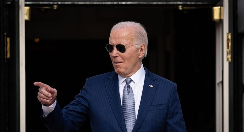 President Joe Biden arrives to pardon the National Thanksgiving turkeys, Liberty and Bell, during a ceremony on the South Lawn of the White House on November 20, 2023, in Washington, DC.Drew Angerer/Getty Images