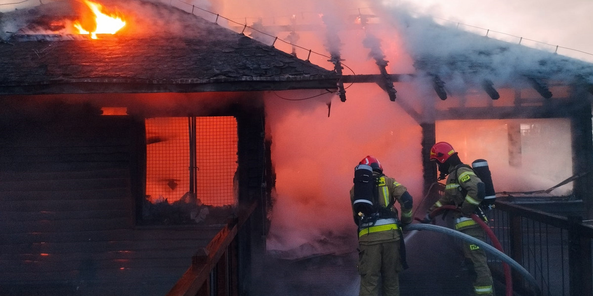 Pożar na terenie zoo w Borysewie. 