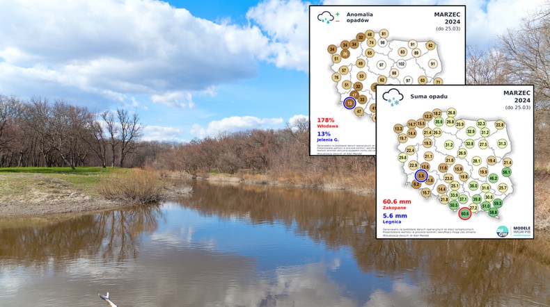 Deszcz zapomniał o części Polski. Marzec będzie "skrajnie suchy" (mapy: IMGW)
