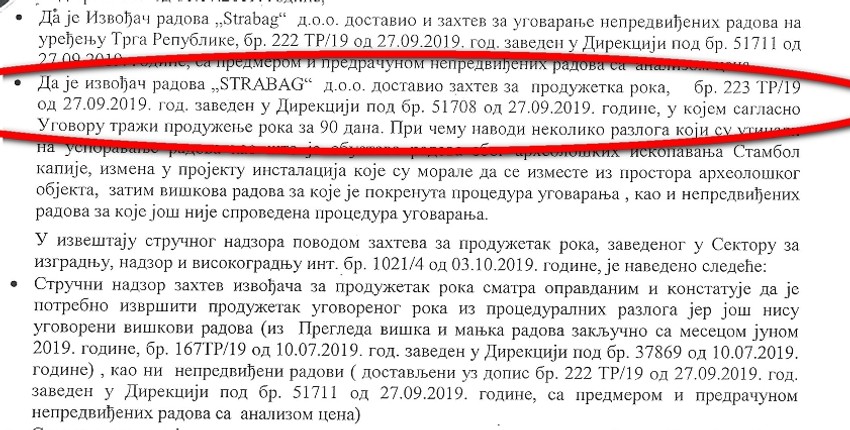 Firma "Štrabag" tražila produžetak roka