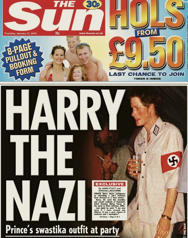 Książę Harry na okładce "The Sun" w mundurze nazistowskim