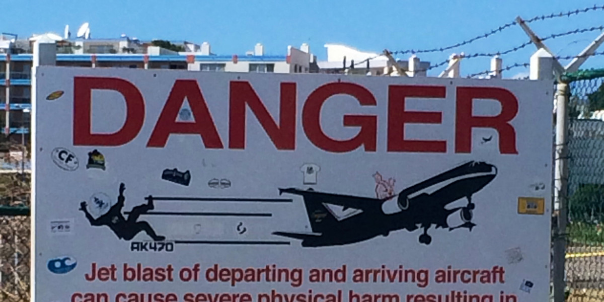 A sign outside of Princess Juliana International Airport in St. Martin. (Amanda Macias/Business Insider)