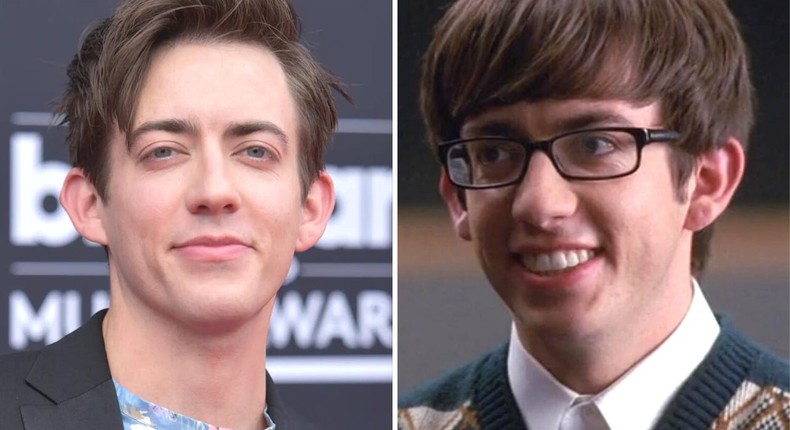 Kevin McHale in 2019 and in Glee season one.Richard Shotwell / Invision / AP / Fox