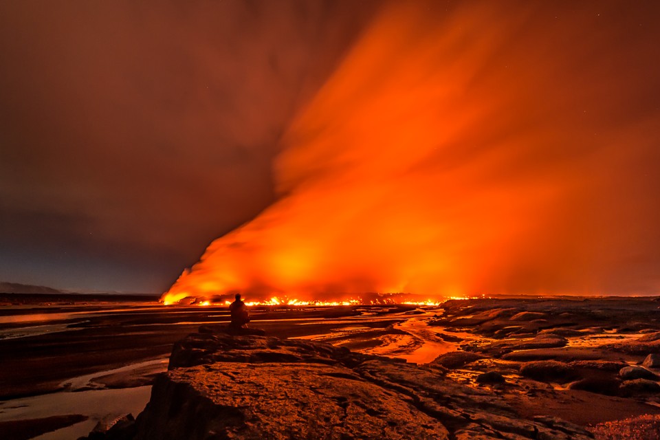 Fontanny lawy na Holuhraun