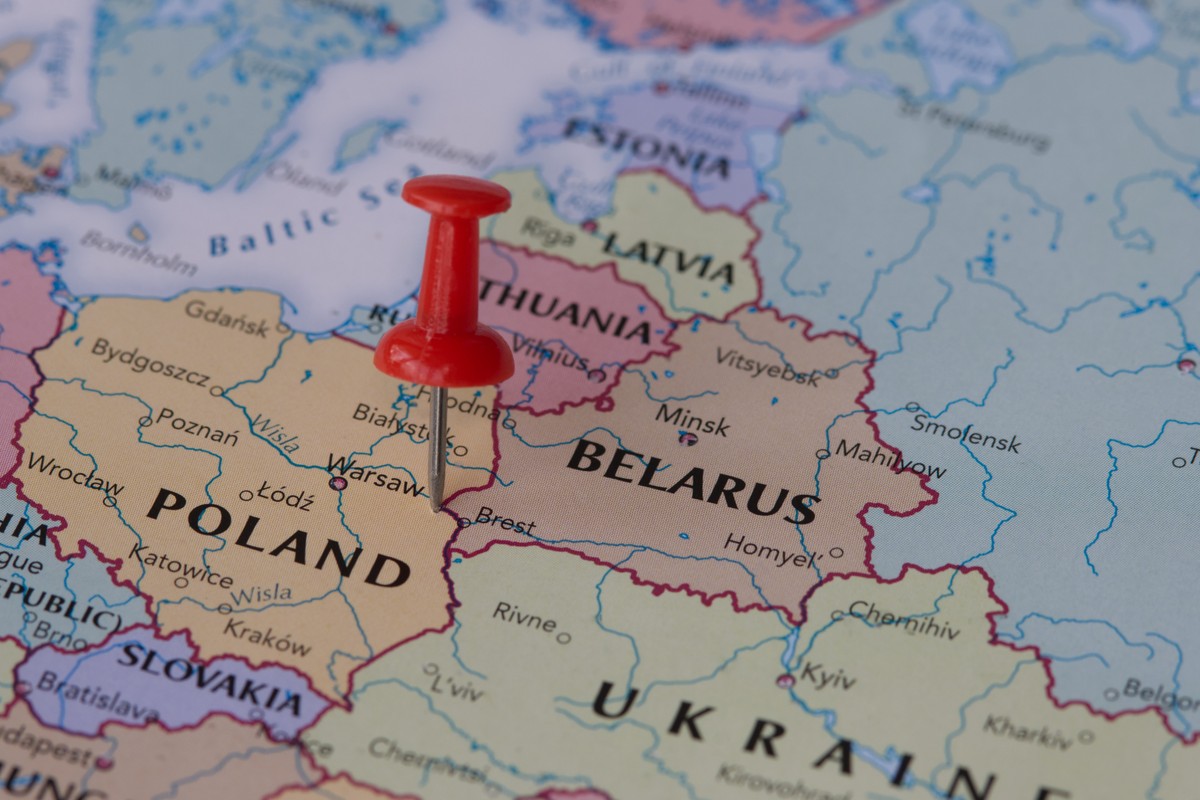 The,Border,Between,Belarus,And,Poland,Is,Marked,With,A