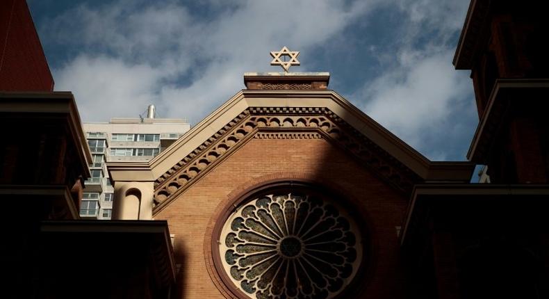 The Star of David stands atop the Park East Synagogue in New York City