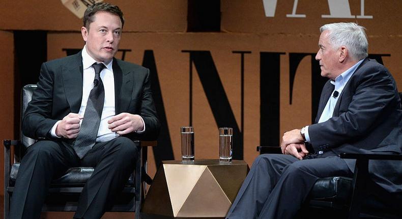 Elon Musk's biographer, Walter Isaacson (right), said the Twitter owner would rip people apart in meetings.Michael Kovac/Getty Images for Vanity Fair