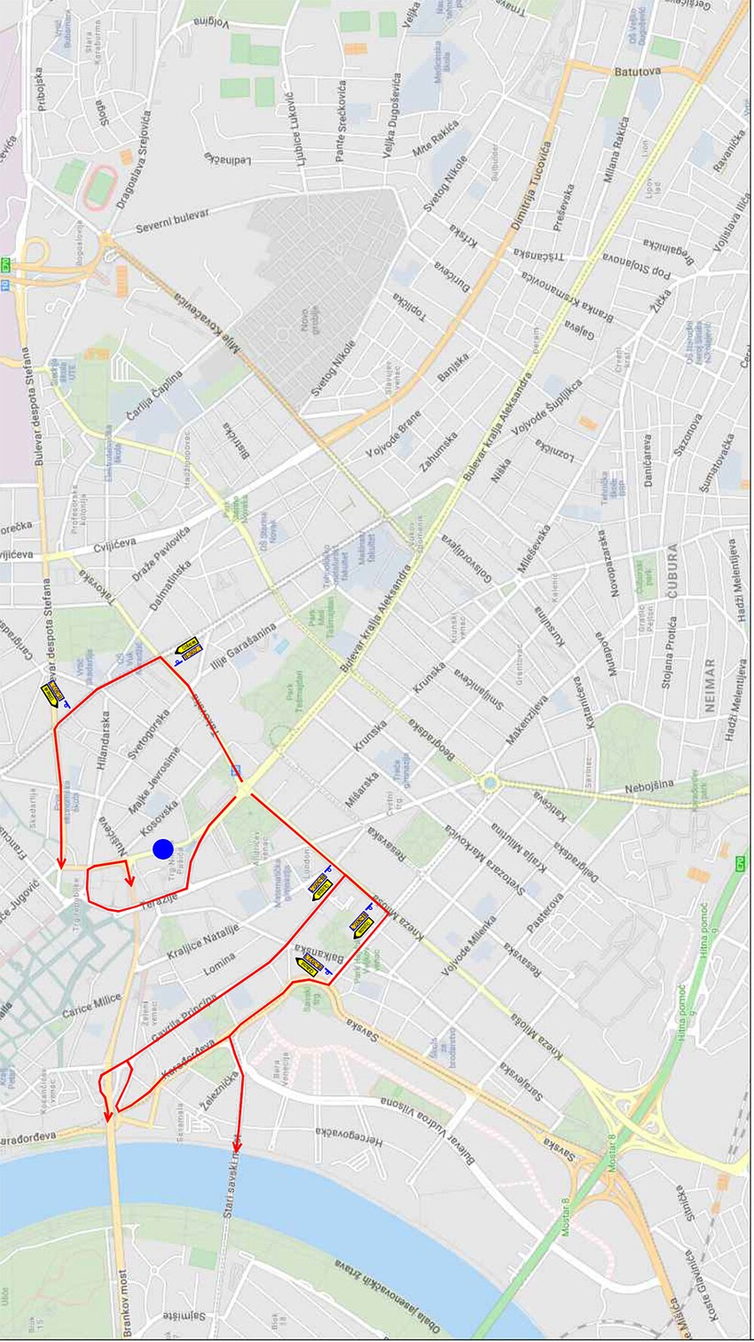 Mapa: Alternativni pravci zbog zatvaranja Dečanske