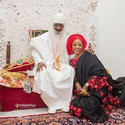The Emir of Kano and his daughter, Fulani Siddika, at her Wedding Waliya on Dec 22, 2016 