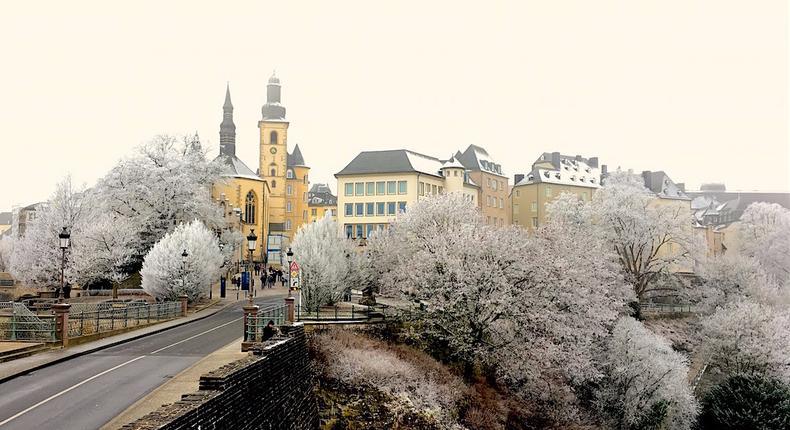 Luxembourg City in the winter.