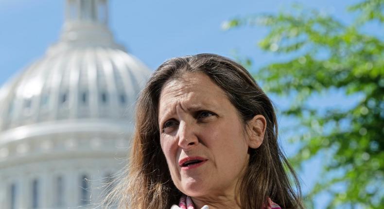 Canadian Foreign Affairs Minister Chrystia Freeland, shown in this May 15, 2019 photo, says eternal vigilance is needed against US protectionism