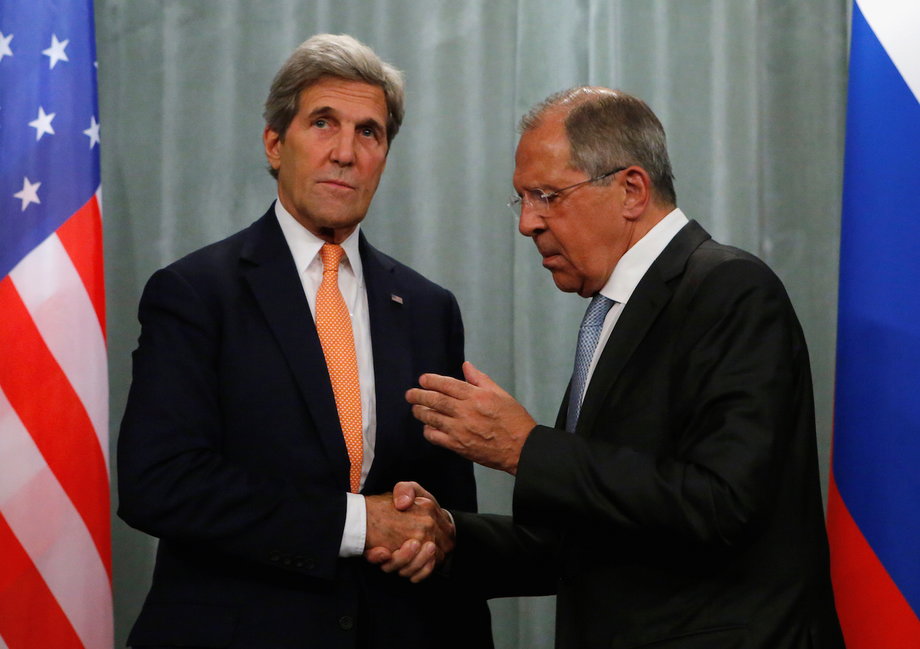 US Secretary of State John Kerry and Russian Foreign Minister Sergey Lavrov at a joint news conference after their meeting in Moscow on July 16.